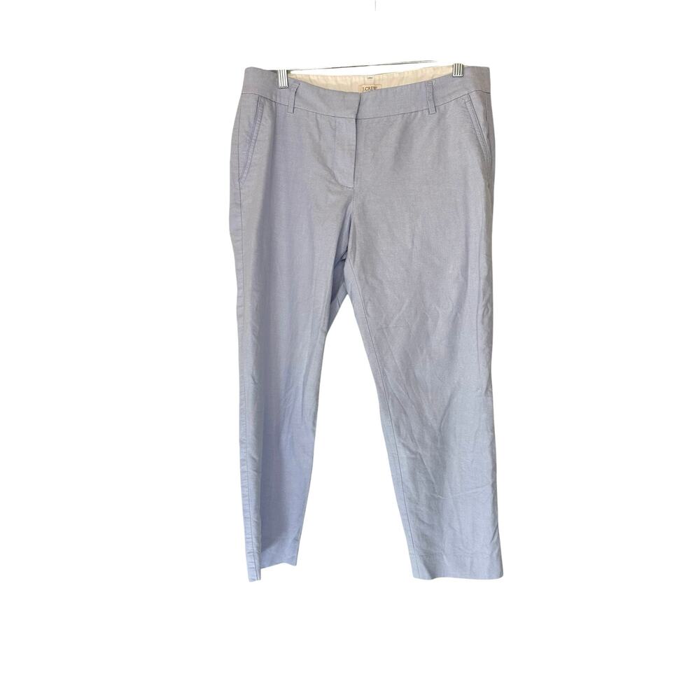 J.Crew Blue Light Academia Cotton Oxford Skimmer Straight Leg Pant Size 10‎